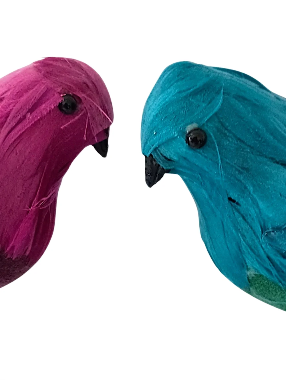 2‎ Vintage Feathered Peacock Bird Ornaments Clip On Large Pink Blue Christmas